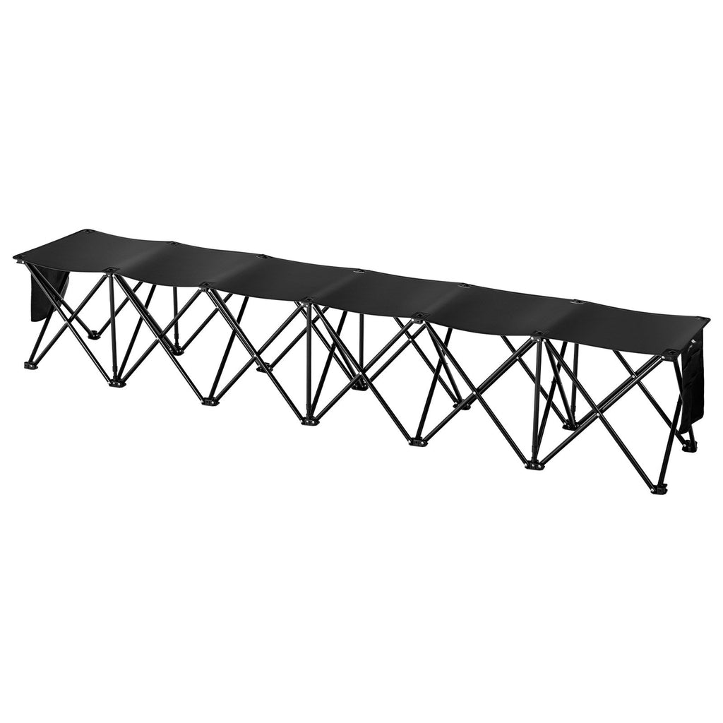 6 Seat Portable Folding Sport Bench Farm Camping Chair With Carry Bag
