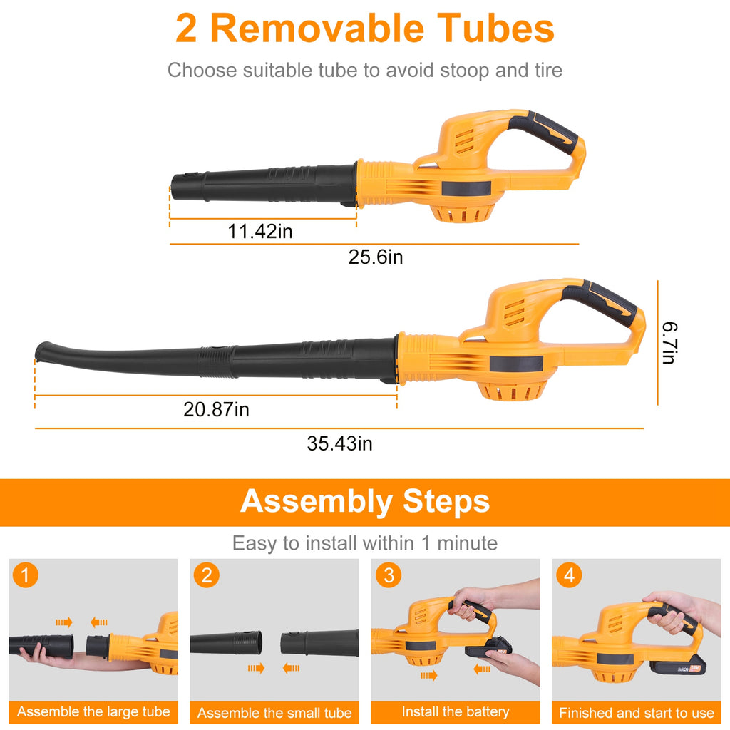 1Pc Cordless Leaf Blower Handheld Electric Battery Powered Air Blower Max 124MPH 300CFM With 2 Adjustable Speeds 2Pcs 18V 2000mA Battery And Charger For Yard Patio