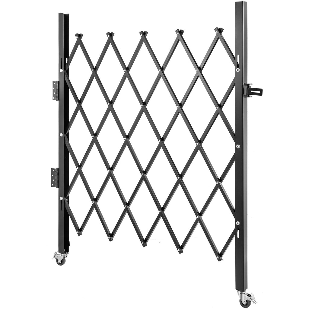 Single Folding Security Gate, 5.1'H X 5.9'W Folding Door Gate, Steel Accordion Security Gate, Flexible Expanding Security Gate, Rolling Barricade Gate, Scissor Gate Door With