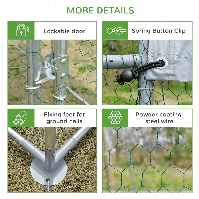 Large Chicken Coop Metal Chicken Run With Waterproof And Anti-UV Cover, Dome Shaped Walk-in Fence Cage Hen House For Outdoor And Yard Farm Use, 1Tube Diameter,