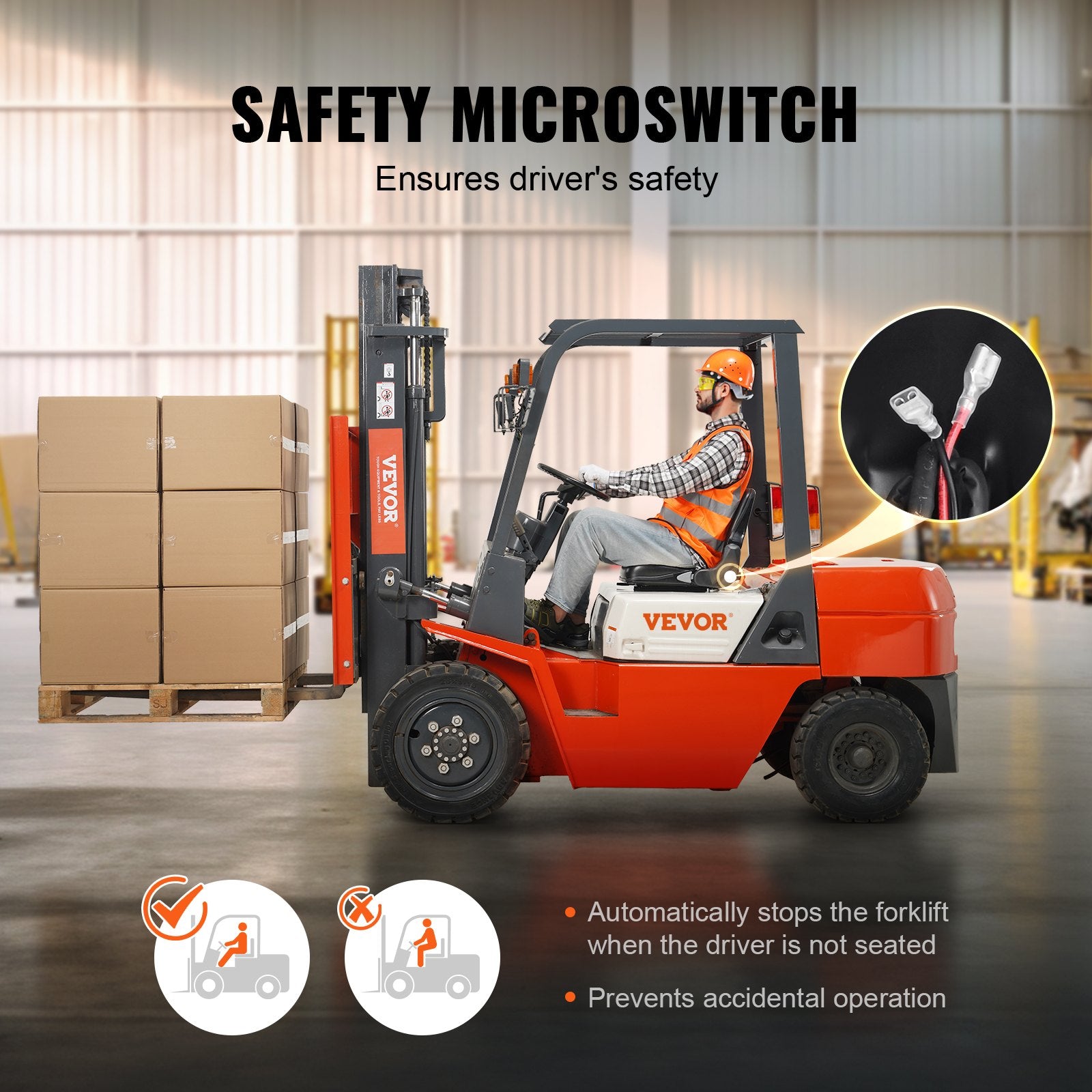 Universal Forklift Seat, Fold Down Tractor Seat With Adjustable Angle Back And Micro Switch, 6.3-13.4 Inch Extended Slot Comfortable Forklift Seat For Tractor Loader Excavator