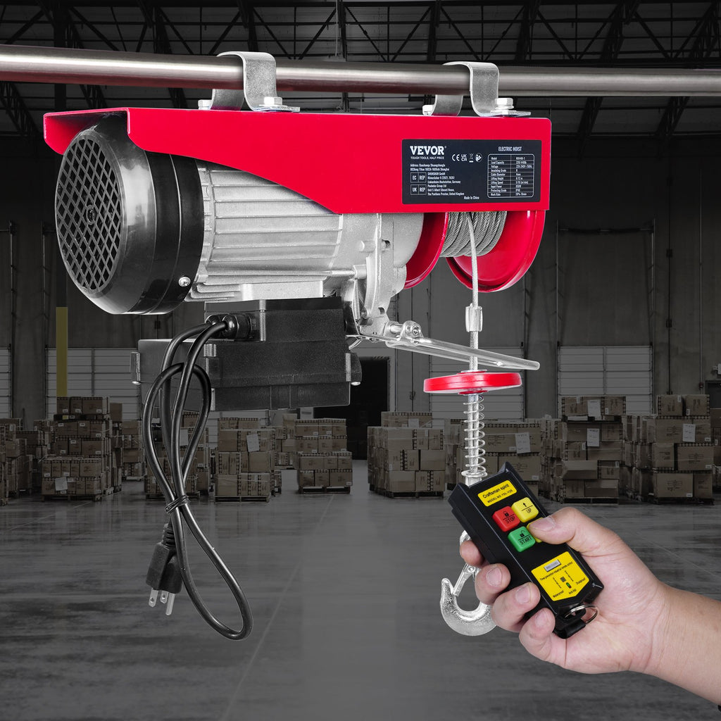Wireless Electric Hoist, 440 Lbs 110V Electric Steel Wire Winch With Wireless Remote Control, 40ft Single Cable Lifting Height & Pure Copper Motor, For Garage Warehouse Factory