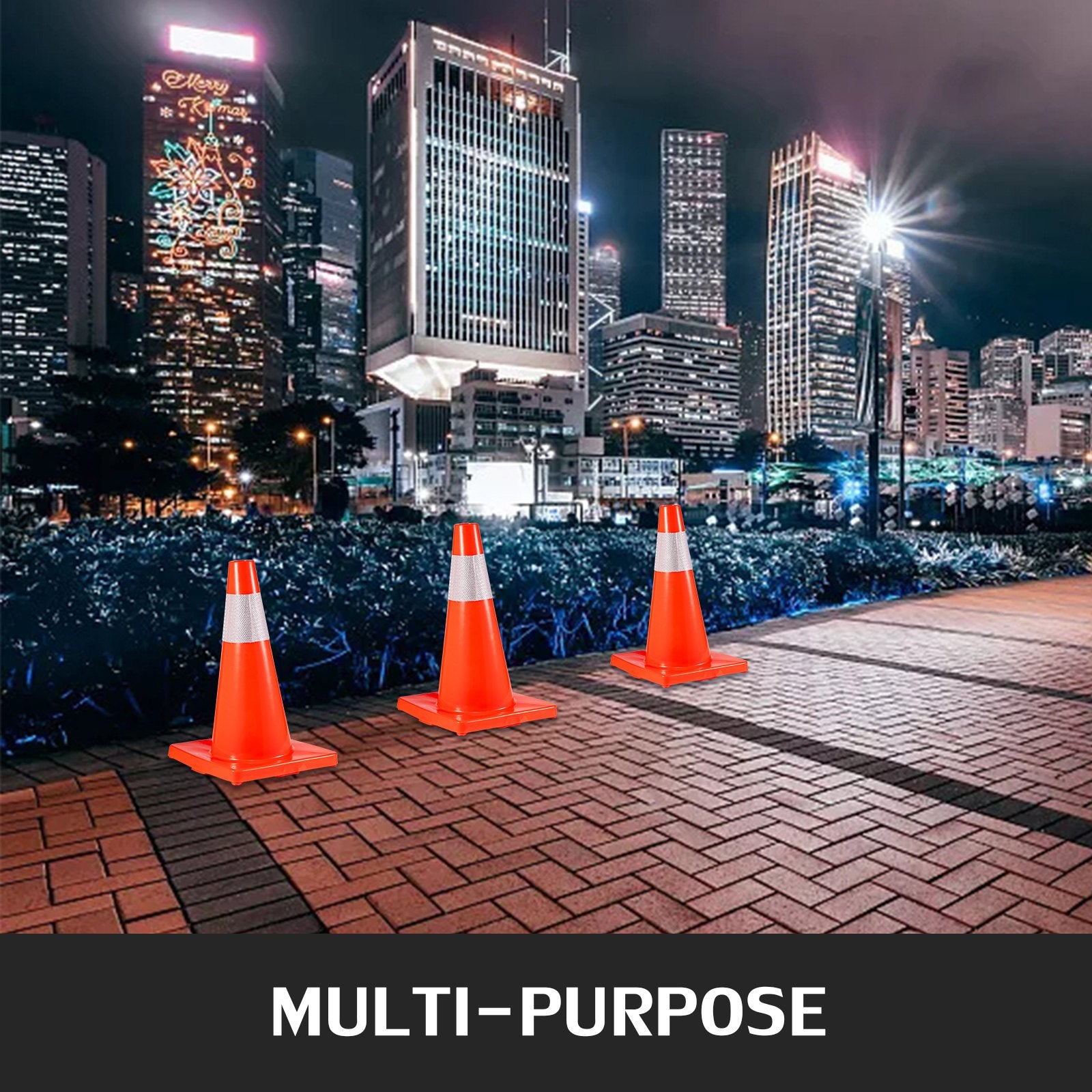 20Pack 18Traffic Cones, Safety Road Parking Cones PVC Base, Orange Traffic Cone With Reflective Collars, Hazard Construction Cones For Home Traffic Parking