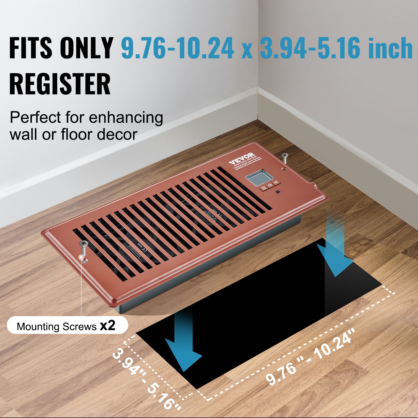 Register Booster Fan, Quiet Vent Booster Fan Fits Register Holes, With Remote Control And Thermostat Control, Adjustable Speed For Heating Cooling Smart Vent, Brown