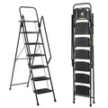 6-Step Folding Ladder, Portable Steel Stool For Home And Workshop