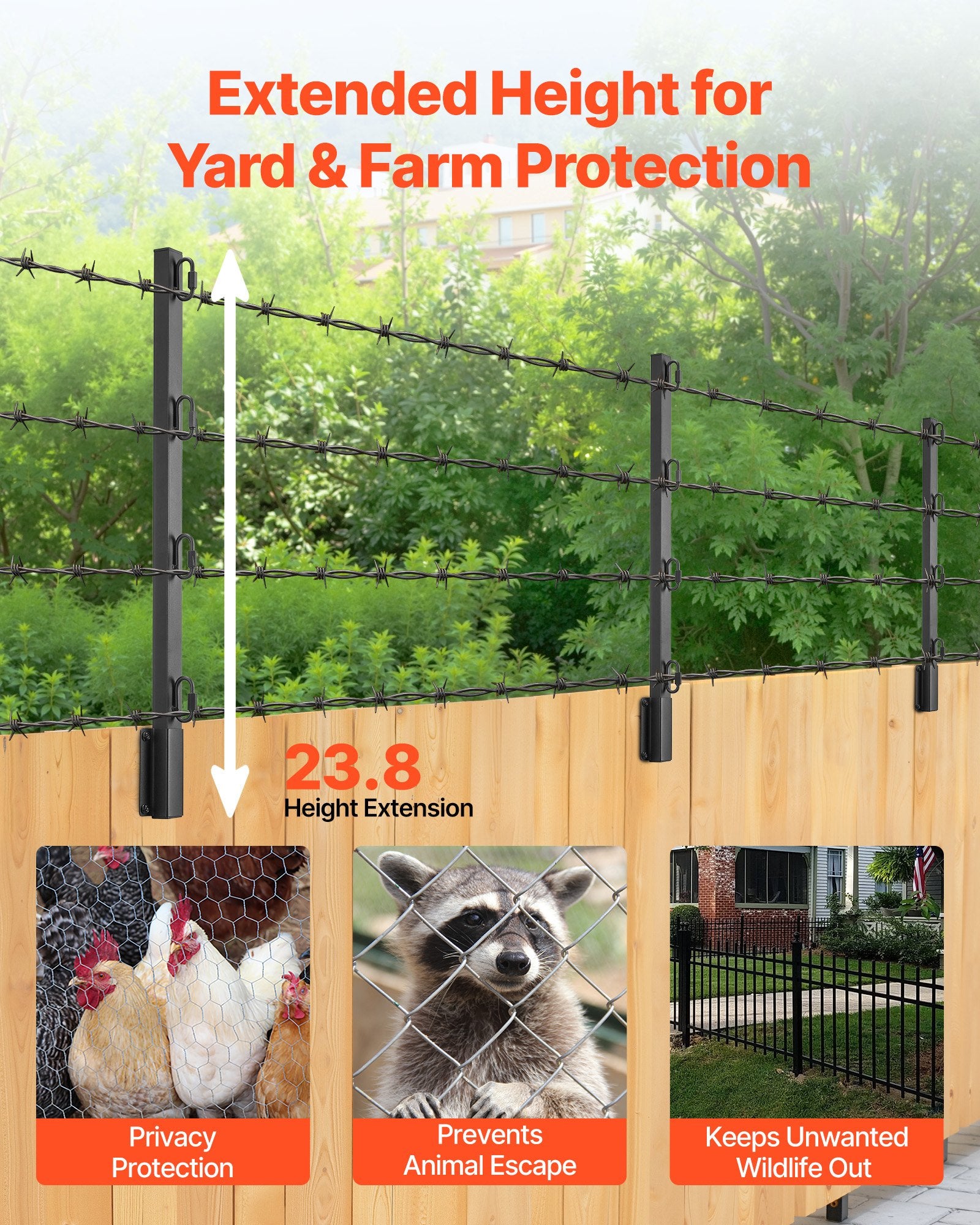 Fence Post Extender 8 Packs 23.8 In Surface Mounted Fence Height Extension Arms