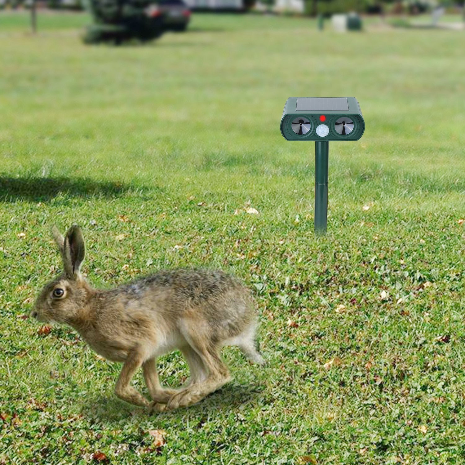 1Pc Ultrasonic Animal Repeller Solar Powered Motion Sensor Repellent IPX4 Waterproof Outdoor For Summer Spring Farm Garden Yard Repelling Deer Raccoon Cat Dog Rabbit Squirrel Bird