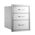 18x20.5 Inch Outdoor Kitchen Stainless Steel Triple Access BBQ Drawers With Chrome Handle, 18 X20.5 X 23 Inch