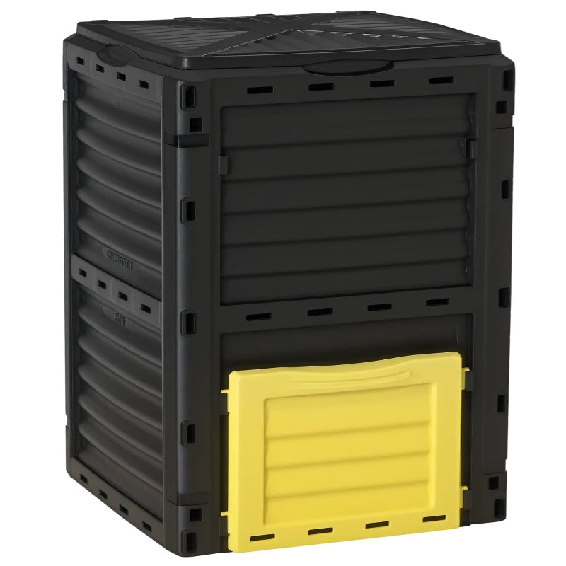 Garden Compost Bin 80 Gallon Outdoor Large Capacity Composter Fast Create Fertile Soil Aerating Box, Easy Assembly, Yellow