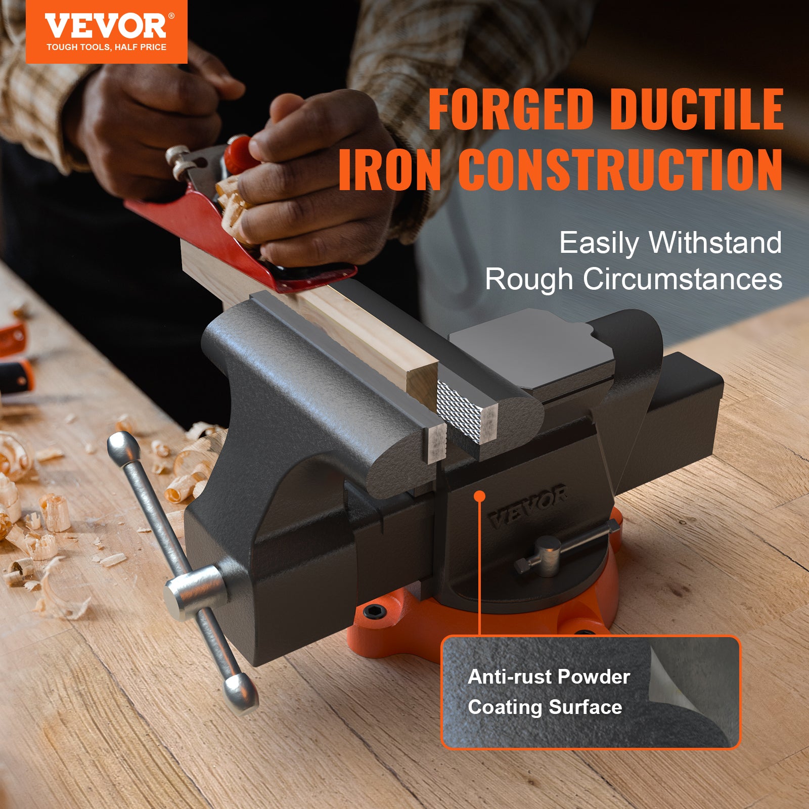 6inch Bench Vise W Anvil Swivel Locking Base Heavy Duty Ductile Iron