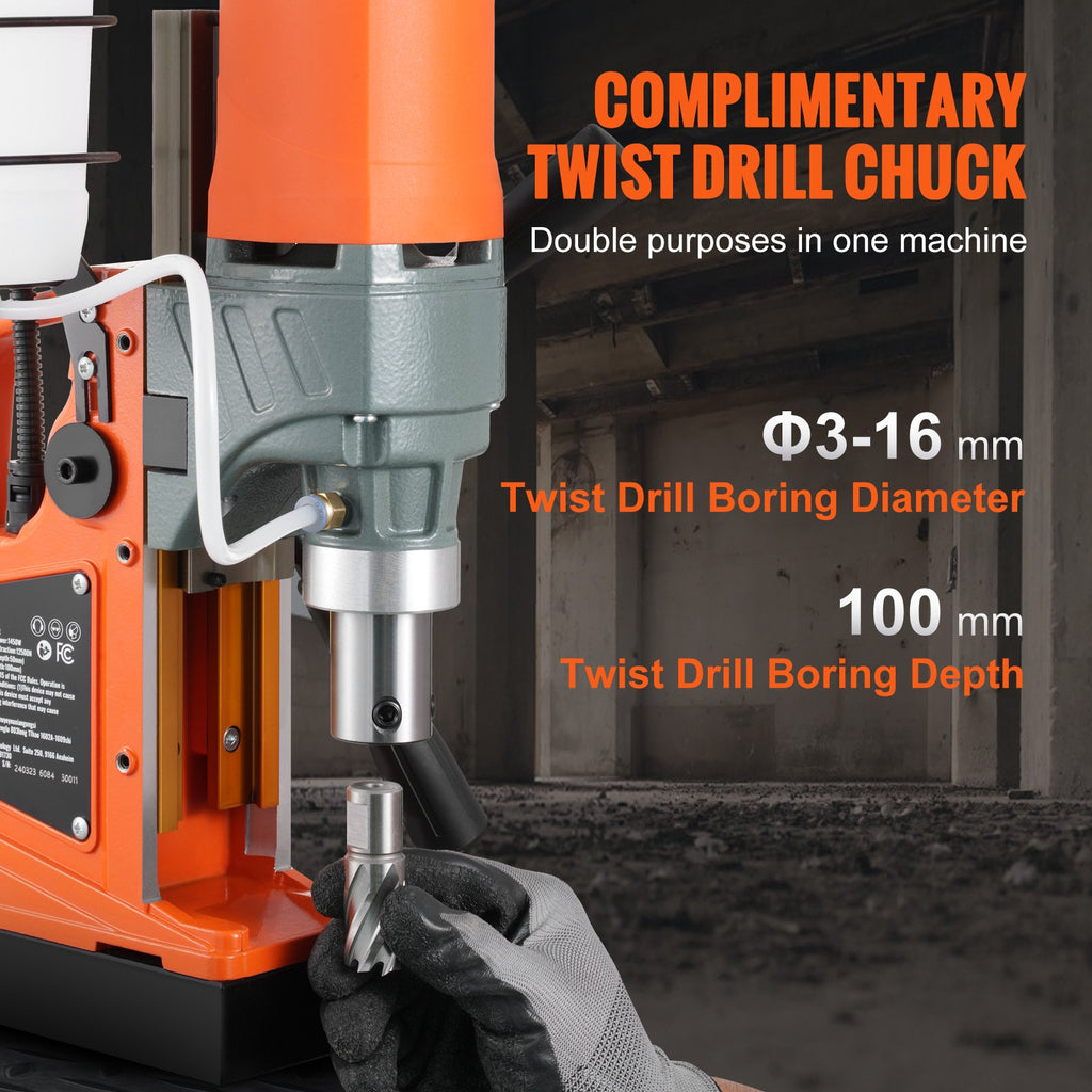 Magnetic Drill, 1450W  Boring Diameter, 12500N 850 RPM Portable Electric Mag Drill Press, Drilling Machine For Any Surface Home Improvement Industry Railway