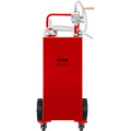 Fuel Caddy, 35 Gallon, Gas Storage Tank On 4 Wheels, With Manuel Transfer Pump, GasolineFuel Container For Cars, Lawn Mowers, ATVs, Boats, More, Red