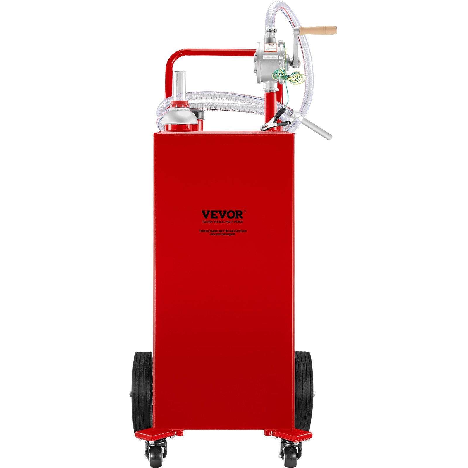 Fuel Caddy, 35 Gallon, Gas Storage Tank On 4 Wheels, With Manuel Transfer Pump, GasolineFuel Container For Cars, Lawn Mowers, ATVs, Boats, More, Red