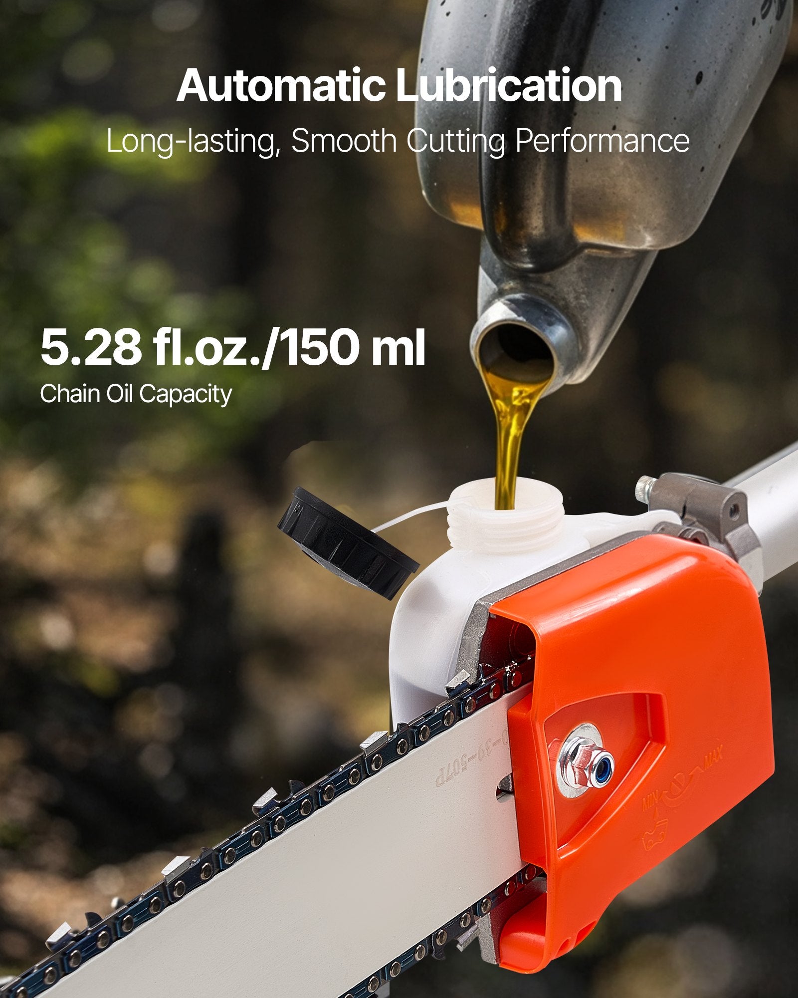 Gas Pole Saw 43CC 2-Stroke Extendable Cordless Tree Trimmer 10 In Cutting Bar