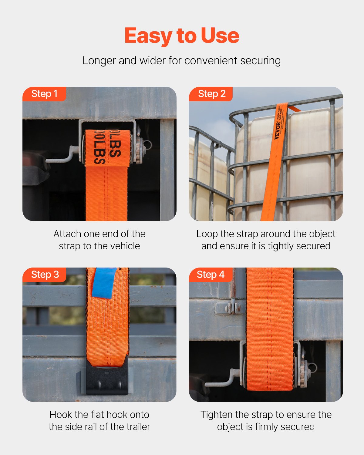 Winch Straps Truck Straps 4 In X 30 Ft With Flat Hook For Towing 10 Pack