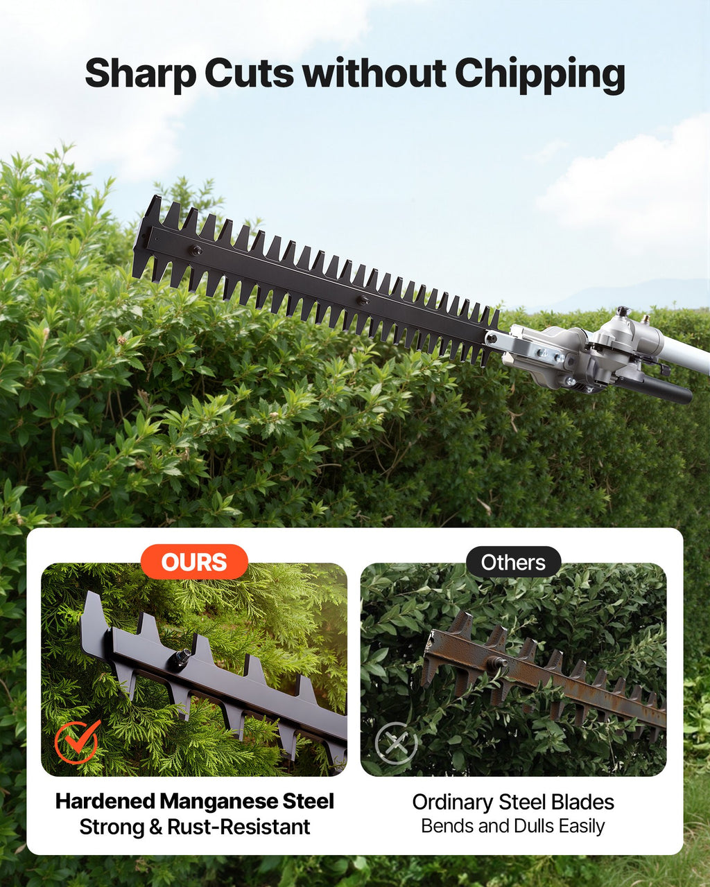 Gas Hedge Trimmer, 2 Cycle Gas Power Handheld Trimmer, 6-in-1 26cc Weed Eater With Extension Pole & Protective Gear Set, Includes Hedge & String Trimmer, Brush Cutter(3T & 40T), Edger, Pole Saw