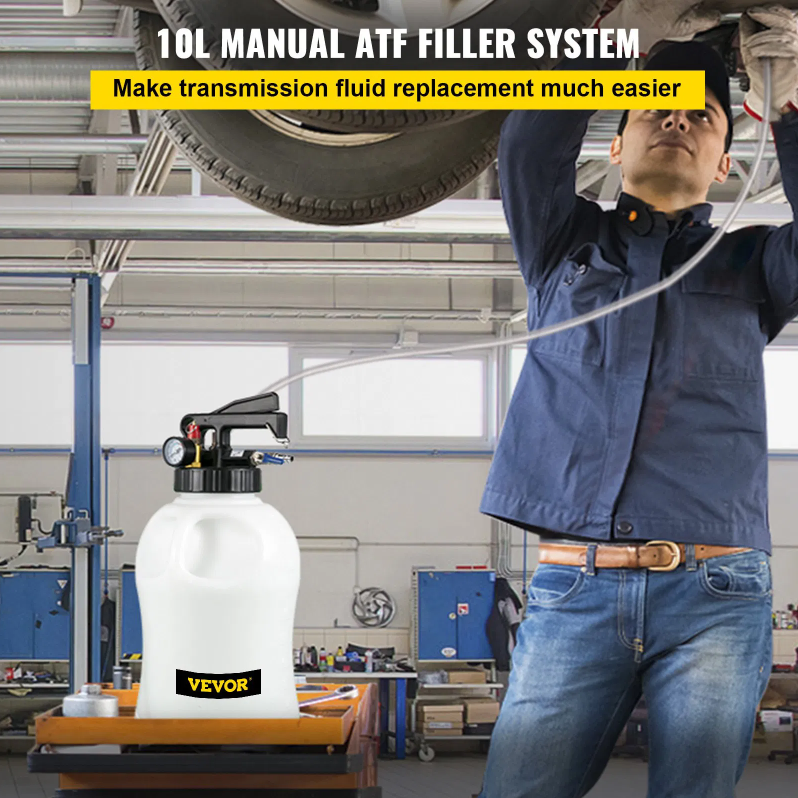 Transmission Fluid Pump 2 Way Manual ATF Refill System Dispenser, Oil And Liquid Extractor 10 Liter Large Capacity