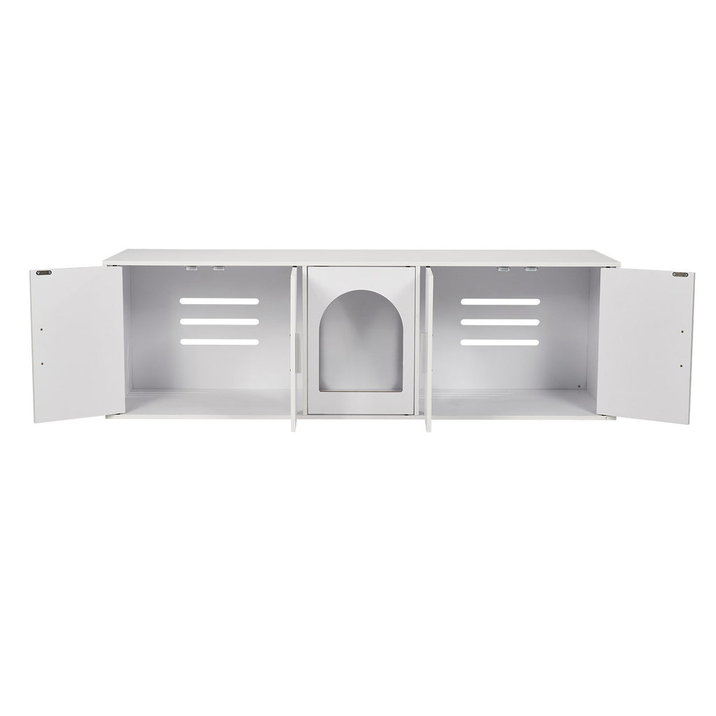 Cat Litter Box Enclosure Wooden Litter Box Furniture Hidden  White