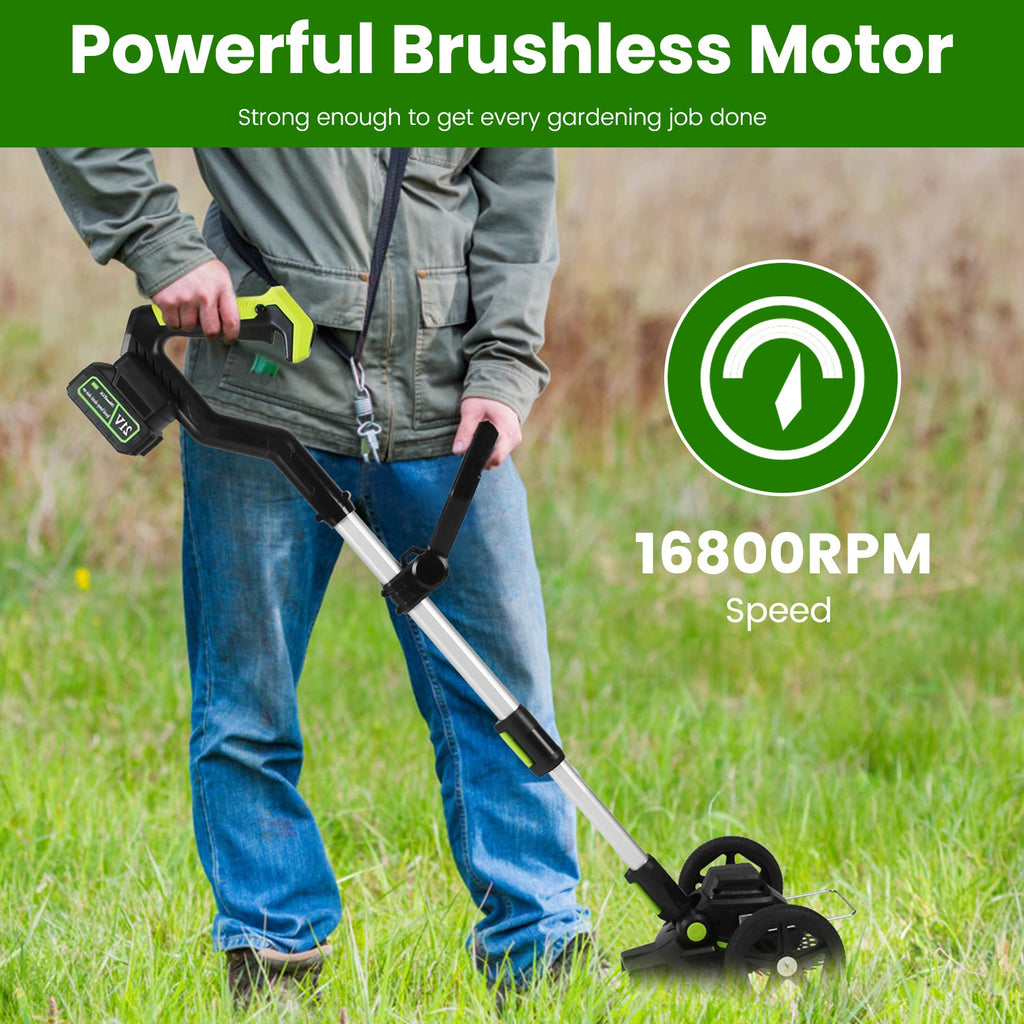 1Set 21V Electric Weed Edger Cordless String Trimmer With 2Pcs3000mAh Batteries 3.6-4.6FT Length 90 Degree Rotatable Angle Saw Blades Steel Blades String Blades Fedex Shipping