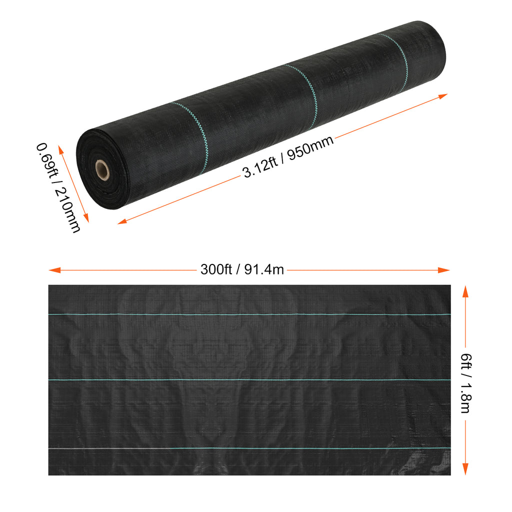 Weed Barrier Landscape Fabric 6X300FT Heavy Duty Woven PP Weed Control Mat