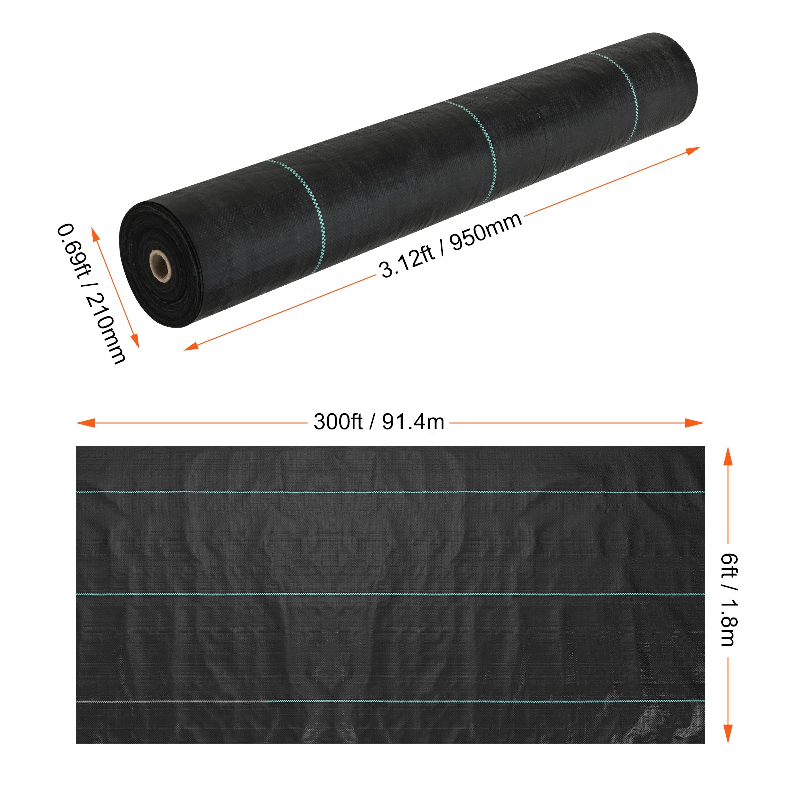 Weed Barrier Landscape Fabric 6X300FT Heavy Duty Woven PP Weed Control Mat