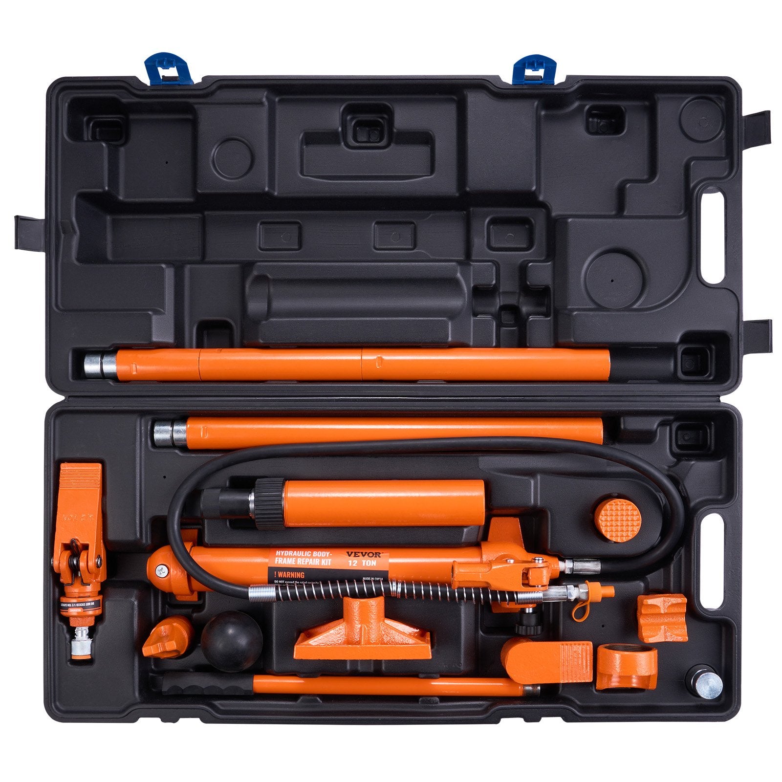12 Ton Porta Power Kit, Hydraulic Ram With With 4.6 Ft 1.4 M Oil Hose, Portable Hydraulic Jack With Storage Case For Automotive, Garage, Farm, Mechanic