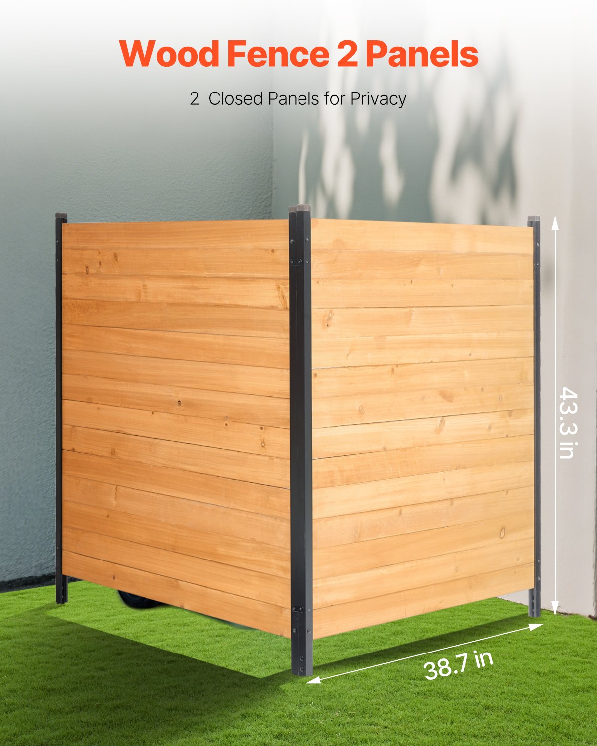 Wooden Privacy Fence 2 Panels Solid Air Conditioner Fence 38' W X 42' L