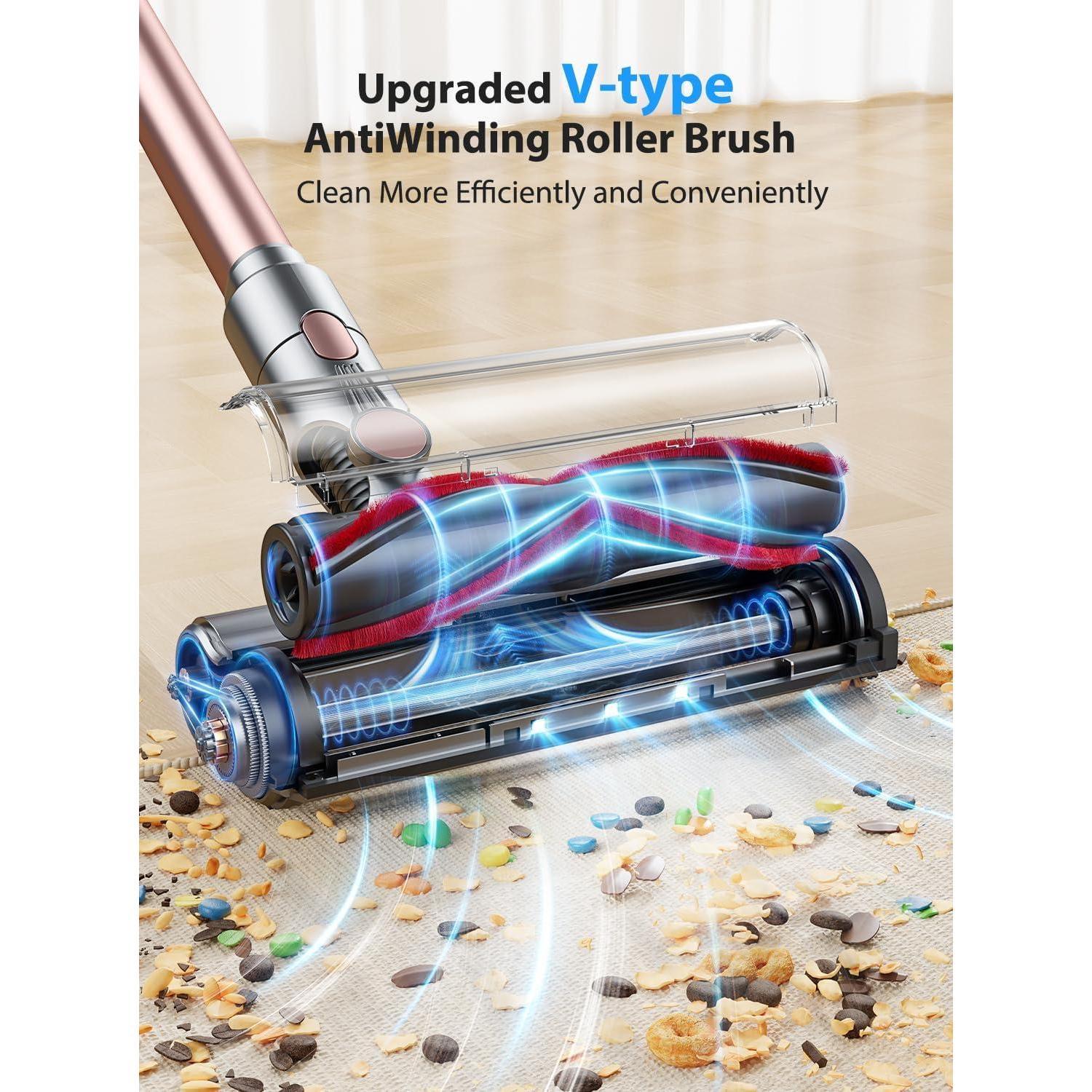 45KPa Strong Suction Power Wireless LED Touch Display 60 Minutes Of Battery Life Home Lightweight Handheld Pet Hair Vacuum Cleaner