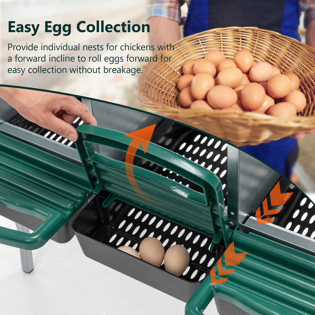 Nesting Boxes For Chickens, 3 Holes Chicken Nesting Boxes With Legs, Chicken Laying Box With Lid Cover, For Outdoor Chicken Coop Farm Yard, Rreen
