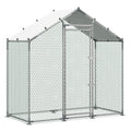 Large Metal Chicken Coop,6.6 X 3.3 X 6.6 Ft, Walk-in Chicken Run House With Waterproof Cover & Sturdy Frame, Spire Roof Poultry Cage Duck Pen For Rabbit Hen Goose Outdoor Backyard Farm Use