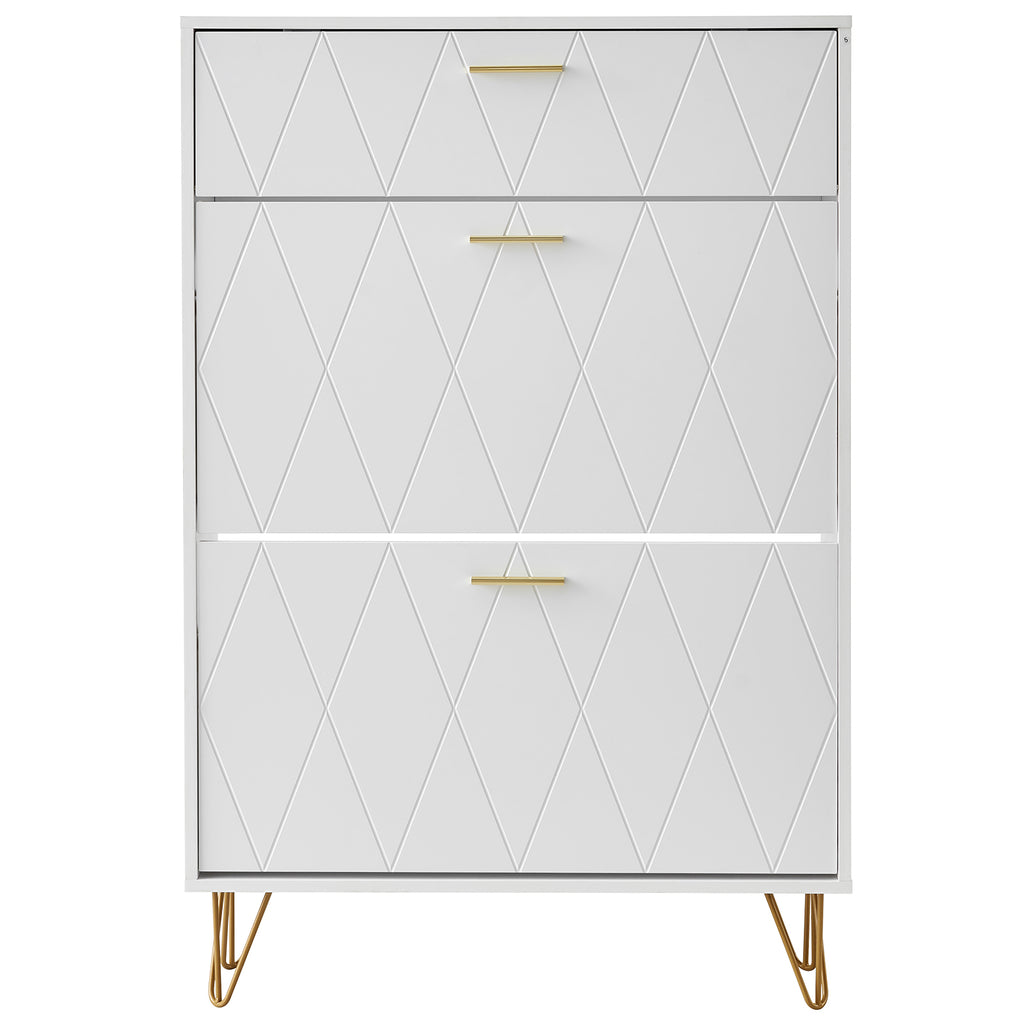 Shoe Cabinet With 3 Flip Drawers, Shoe Storage Cabinet For Entryway, Free Standing Shoe Storage Organizer For Heels, Boots, Slippers In Hallway, Living Room