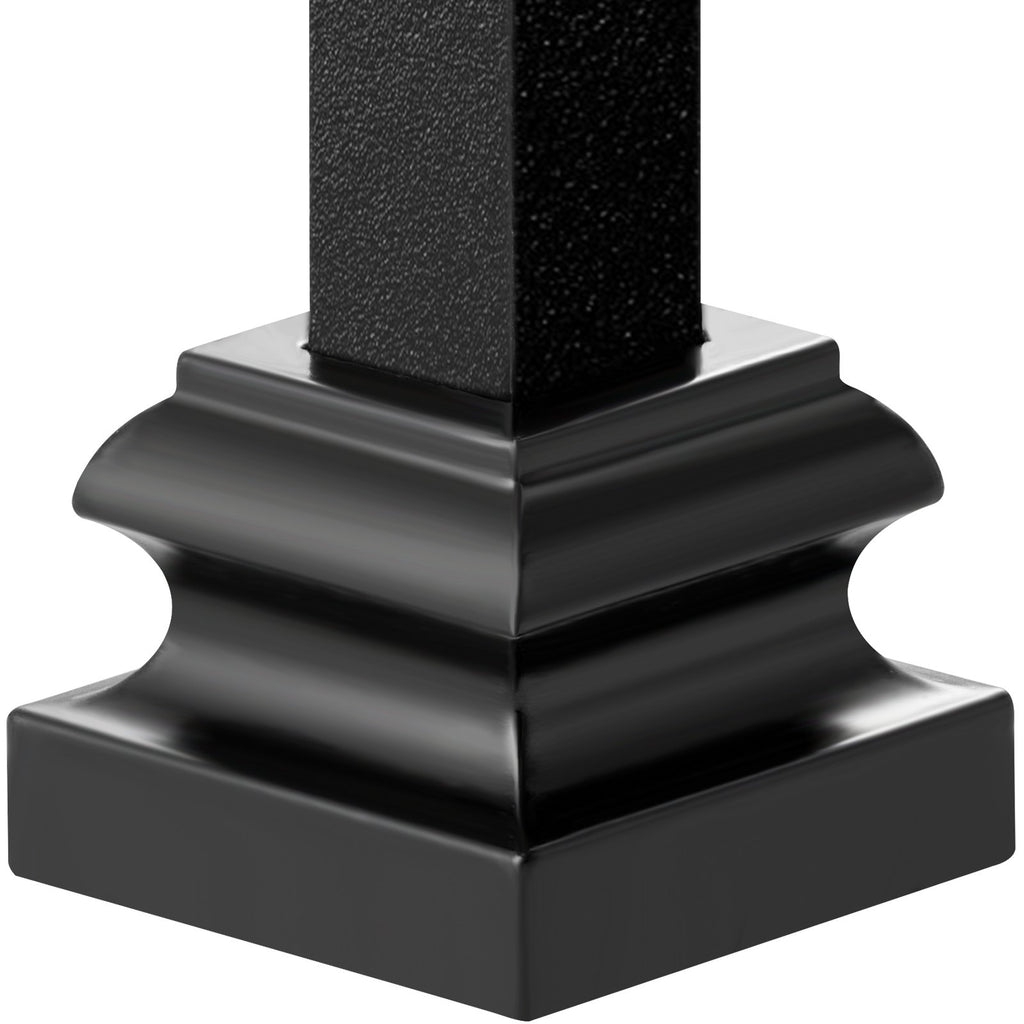 Aluminum Alloy Baluster Shoes Stair Flat Shoe With Screw Holes For Square Scroll Basket Twist Knuckle Staircase Balusters Metal Spindle Railing, Satin Black 50 Pcs