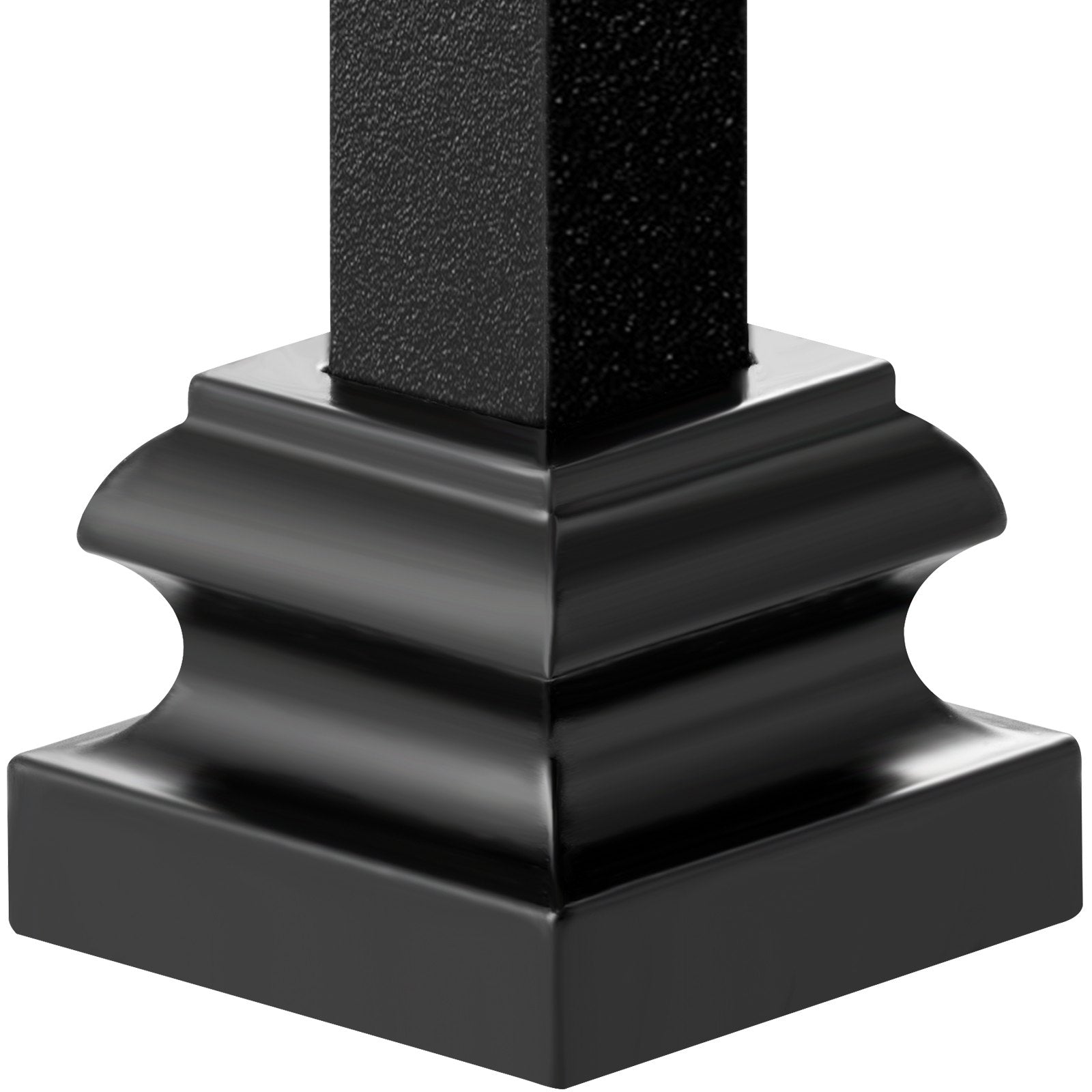 Aluminum Alloy Baluster Shoes Stair Flat Shoe With Screw Holes For Square Scroll Basket Twist Knuckle Staircase Balusters Metal Spindle Railing, Satin Black 50 Pcs
