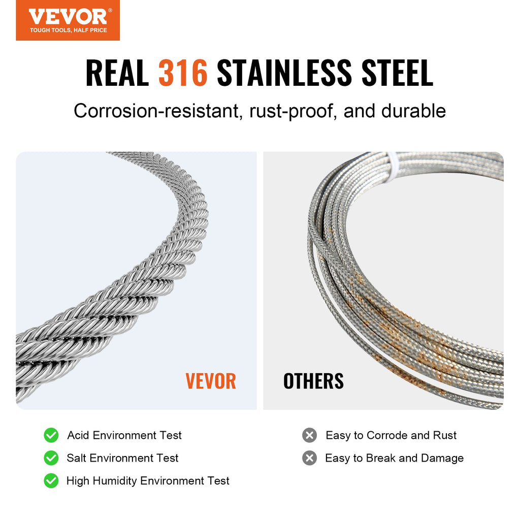 T316 Stainless Steel Cable 1/8" 7x7 Steel Wire Rope 1000 Ft Cable Railing
