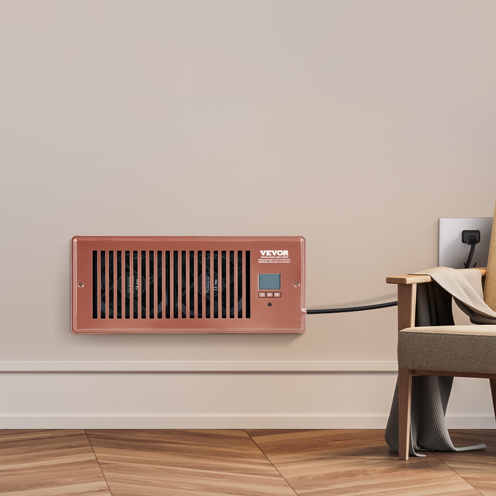 Register Booster Fan, Quiet Vent Booster Fan Fits Register Holes, With Remote Control And Thermostat Control, Adjustable Speed For Heating Cooling Smart Vent, Brown