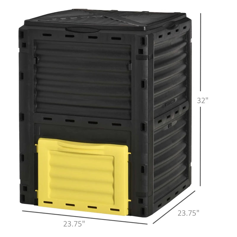 Garden Compost Bin 80 Gallon Outdoor Large Capacity Composter Fast Create Fertile Soil Aerating Box, Easy Assembly, Yellow