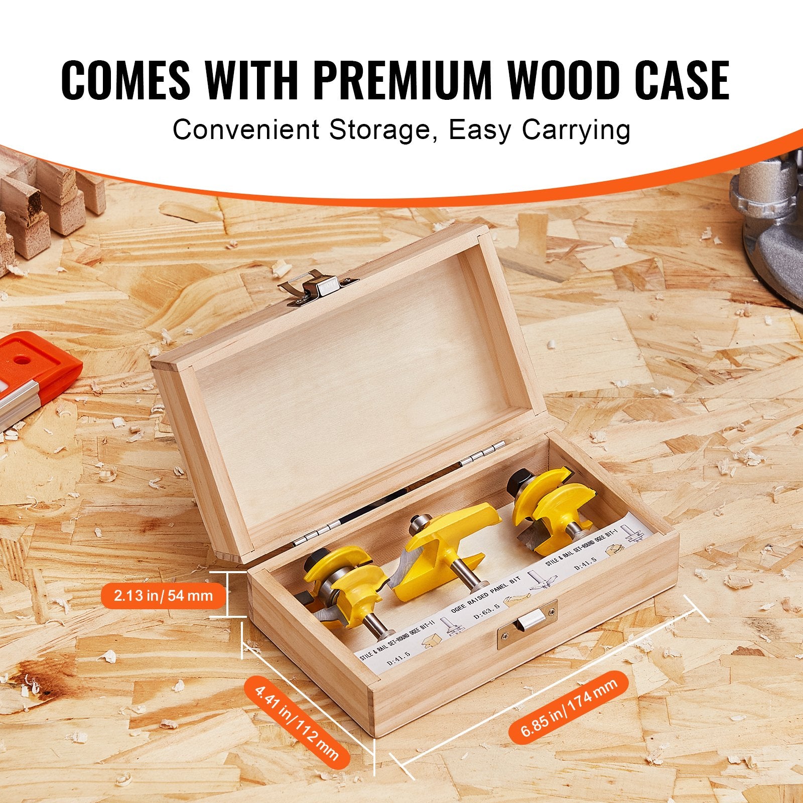 Router Bits Set 3 Pieces Carbide Router Bit  Shank Carrying Case