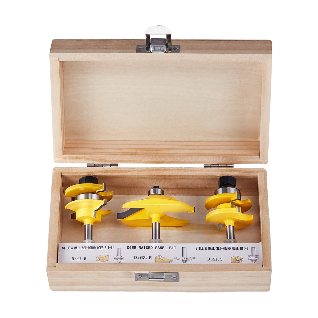 Router Bits Set 3 Pieces Carbide Router Bit  Shank Carrying Case
