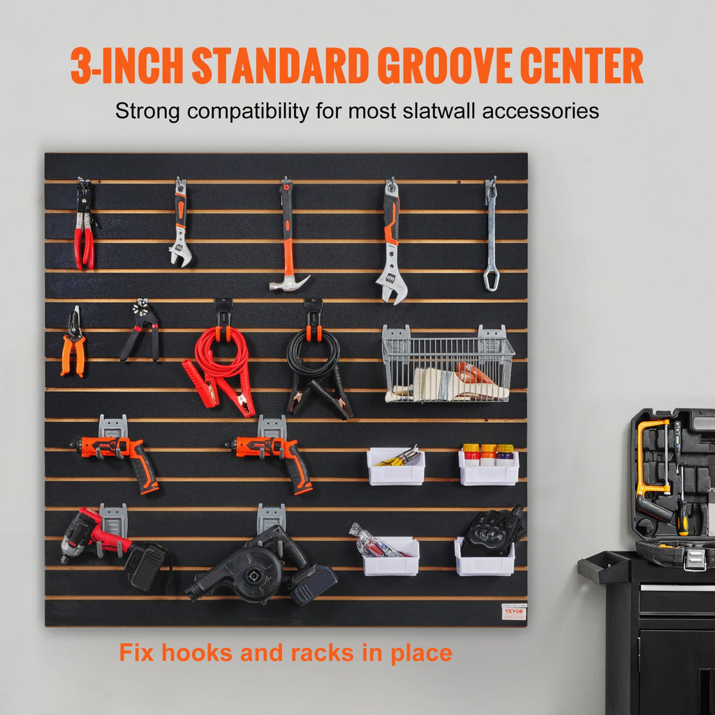 Slatwall Panels, 4 Ft X 2 Ft Black Garage Wall Panels , Heavy Duty Garage Wall Organizer Panels Display For Retail Store, Garage Wall, And Craft Storage Organization