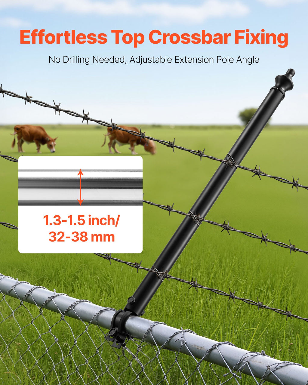 9 Pack 27.4 In Galvanized Steel Chain Link Fence Extender For 1.3'-1.5' Top Rail