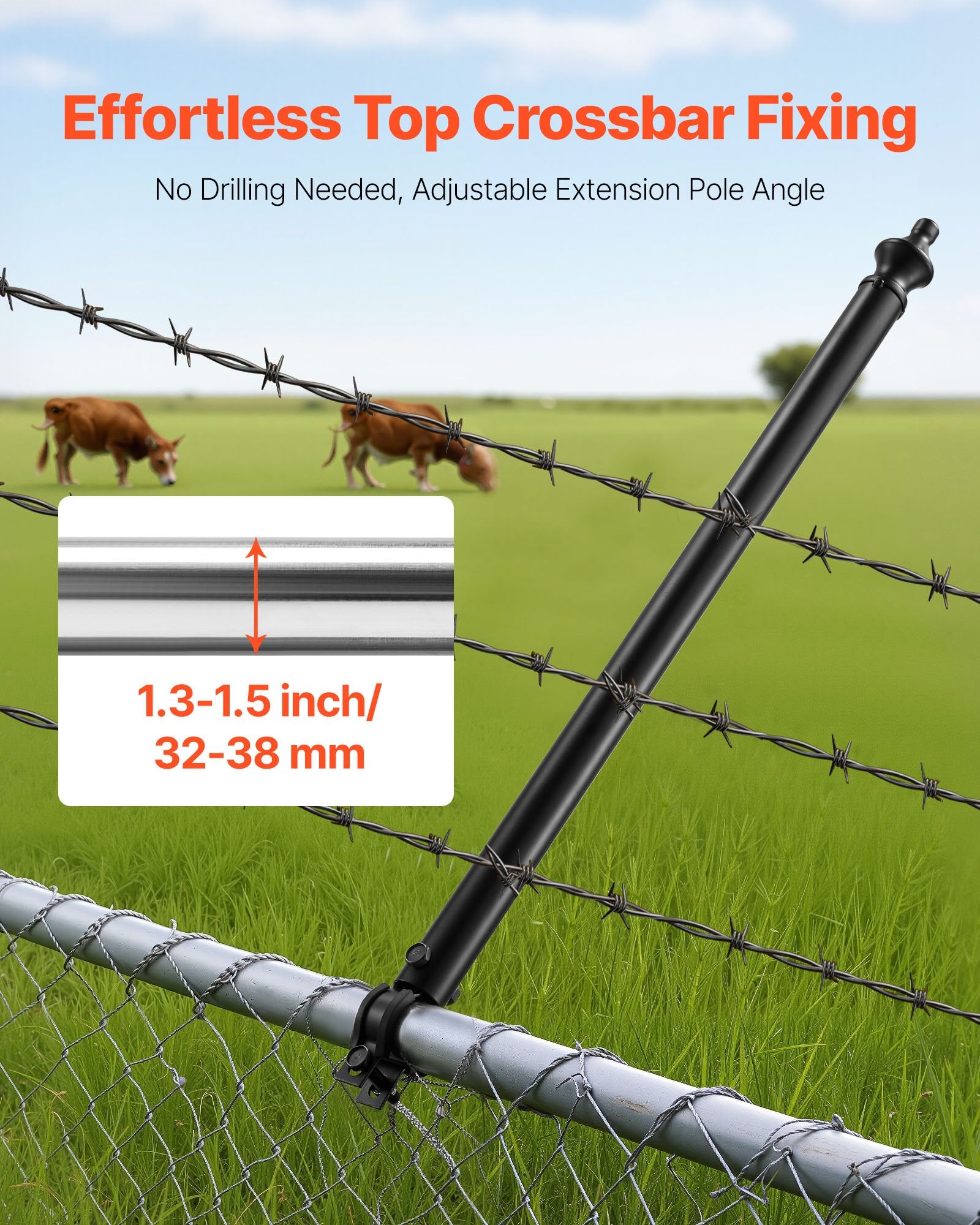 9 Pack 27.4 In Galvanized Steel Chain Link Fence Extender For 1.3'-1.5' Top Rail