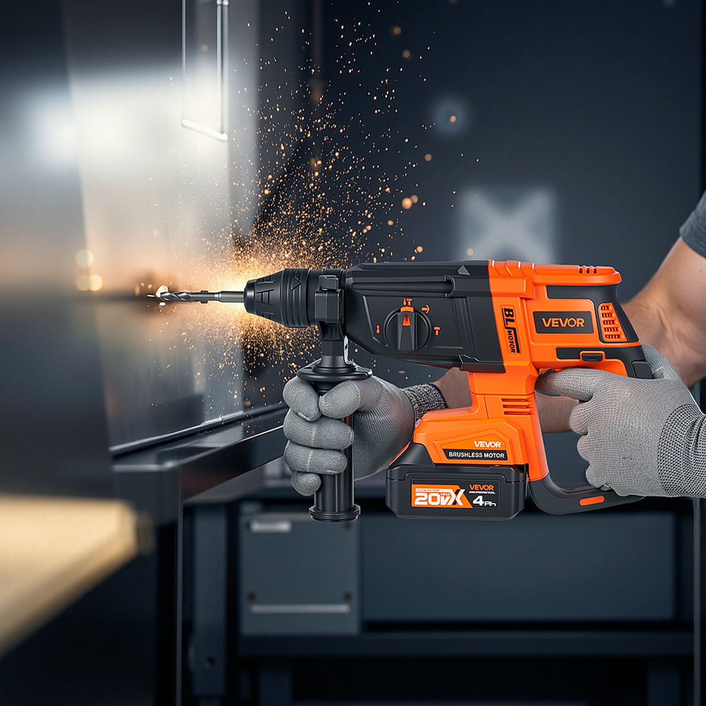 20V SDS-Plus Brushless Cordless Rotary Hammer Drill Kit 1.1 In 1200RPM 4Function