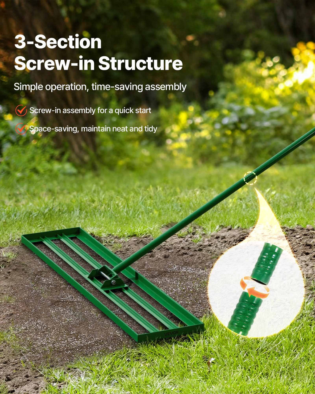 Lawn Leveling Rake, 48"x10" Level Lawn Tool, Heavy-duty Lawn Leveler With 78" Steel Extended Handle, Yard Leveling Rake Suit For Garden, Golf Lawn, Farm