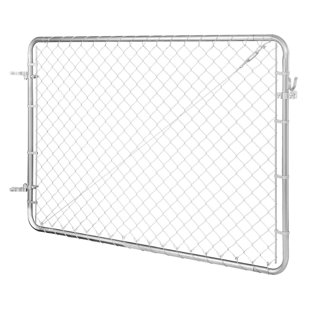 Chain Link Fence Gate, 72 X 48 In, Adjustable Chain Link Fence Panel, Fit 2.2-6 Ft (W) X 6 Ft (H) Garden Fence Gate Opening, Rust-Resistant Galvanized Fencing Gate For Farm, Posts Not Included