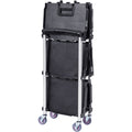 Foldable Utility Service Cart, 3 Shelf 165LBS Heavy Duty Plastic Rolling Cart With Lockable Wheels, Ergonomic Handle, Portable Garage Tool Cart