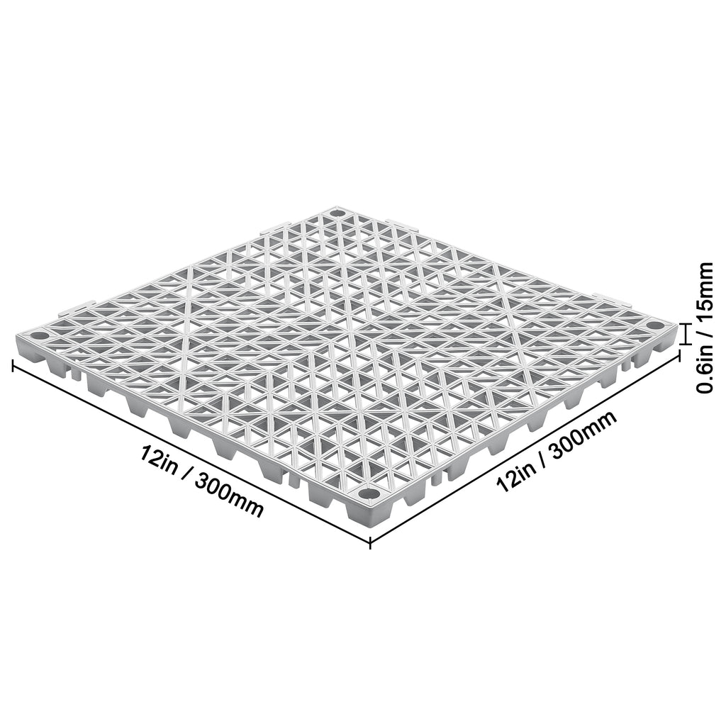 Interlocking Tile 50PCS Gray, Drainage Tiles Splicing, Soft PVC Interlocking Drainage Floor Tiles, Non-Slip Drainage Holes For Restroom, Bathroom, Kitchen, Pool, Wet Areas