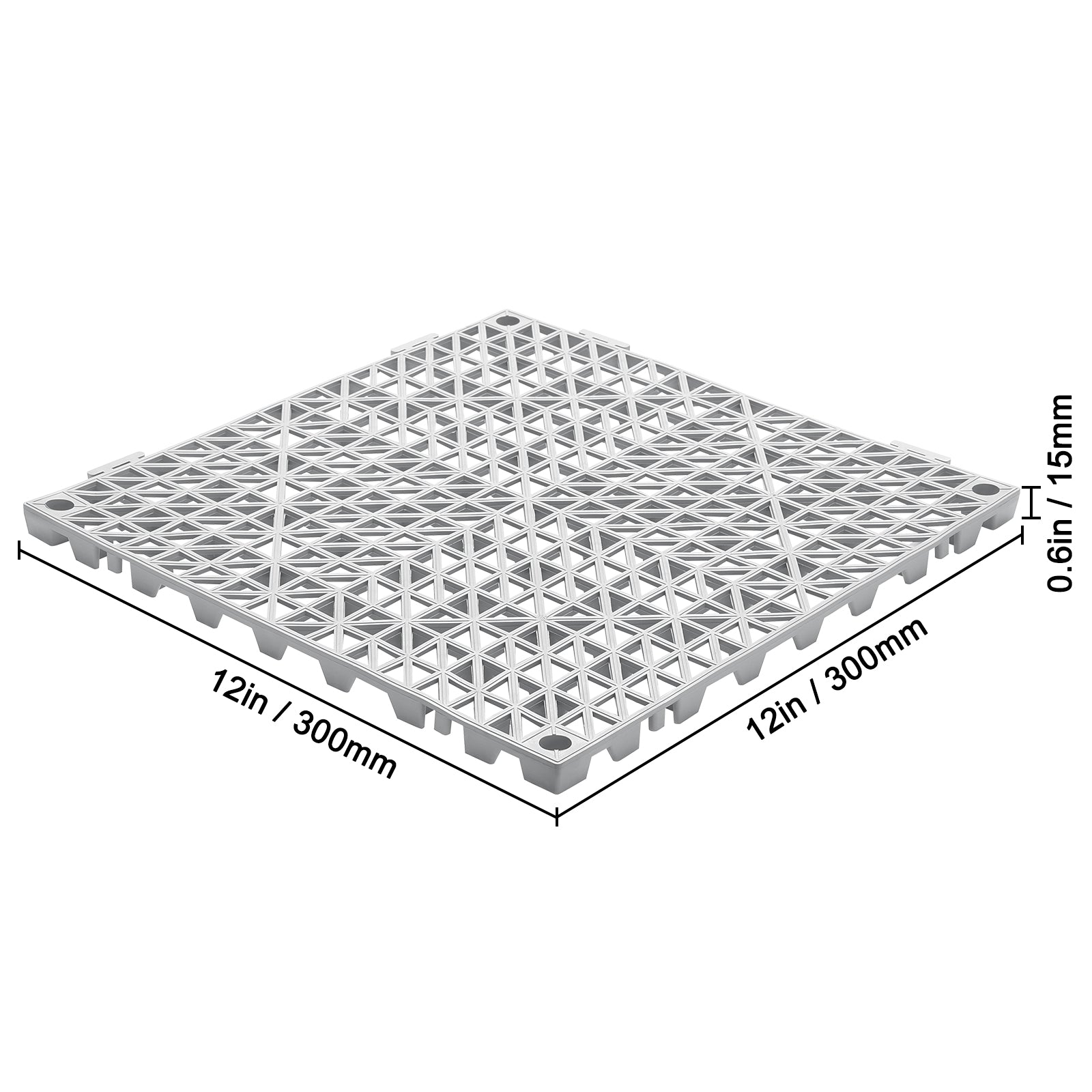 Interlocking Tile 50PCS Gray, Drainage Tiles Splicing, Soft PVC Interlocking Drainage Floor Tiles, Non-Slip Drainage Holes For Restroom, Bathroom, Kitchen, Pool, Wet Areas