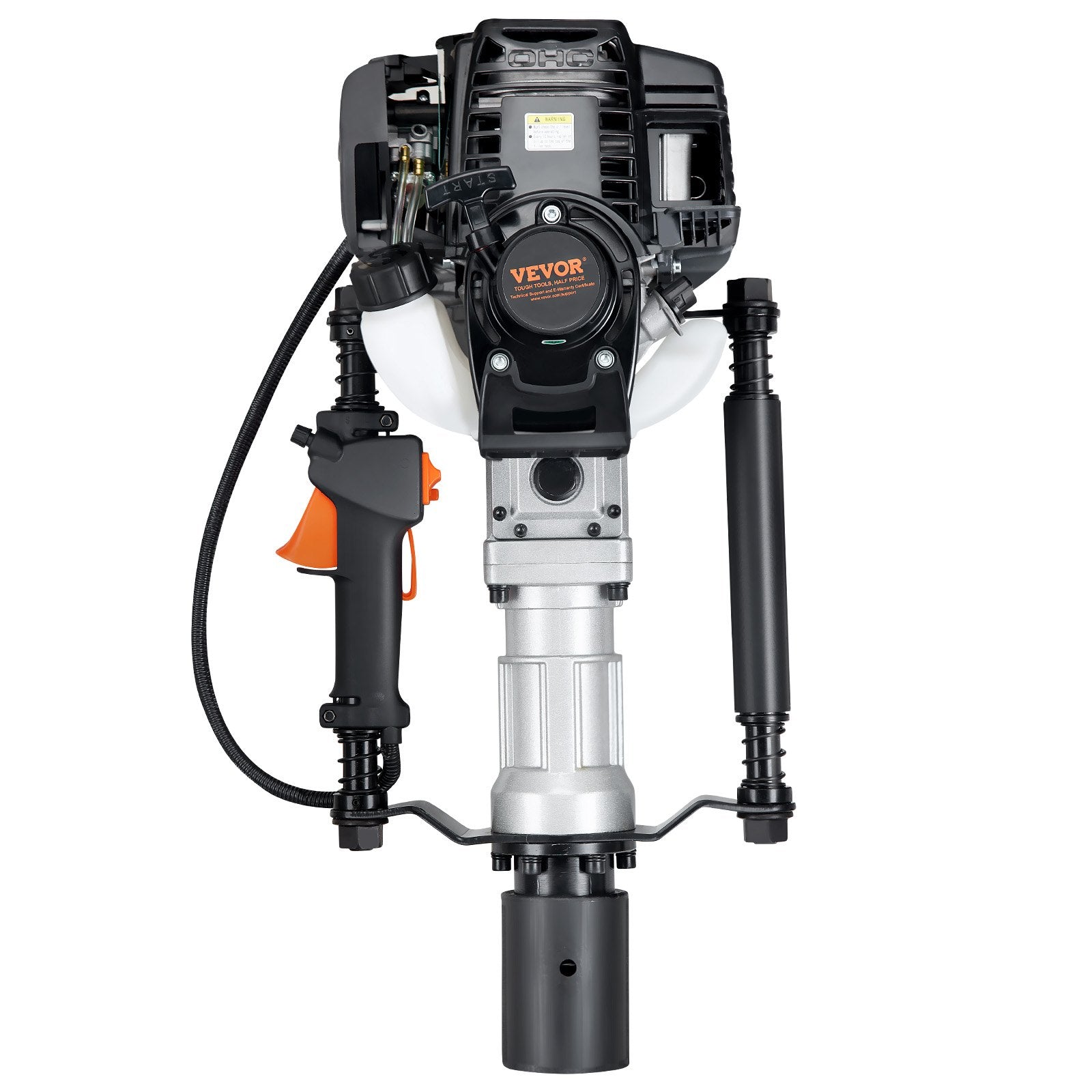 37.77cc Gas-Powered T Post Driver, 4-Stroke Engine Gasoline Fence Piling Pounder, With 2 Post Driving Head(55/70 Mm) , 1000W Portable Piledriver For Farm, Ranch Fencing, Road Improvements