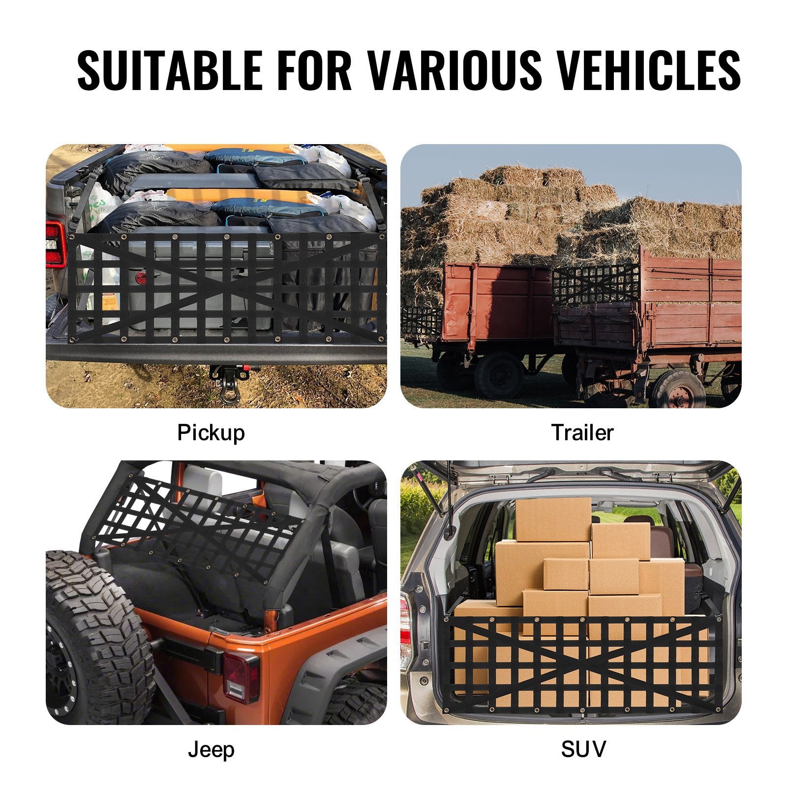 Tailgate Net Pickup Truck Tailgate Net 54" X 18" Adjustable Cross Design