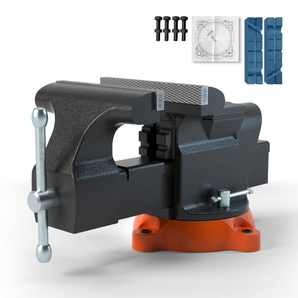 6inch Bench Vise W Anvil Swivel Locking Base Heavy Duty Ductile Iron